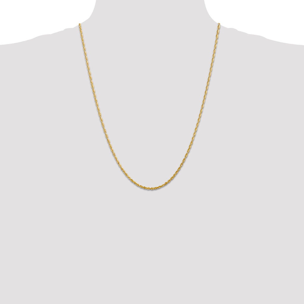 10k 2.25mm Diamond-Cut Lightweight Rope Chain