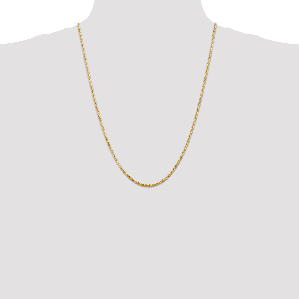 10k 2.25mm Diamond-Cut Lightweight Rope Chain
