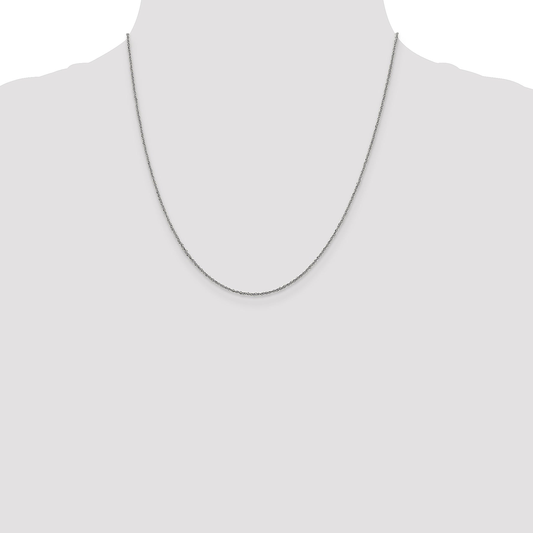 10k White Gold 1mm Sparkle Singapore Chain