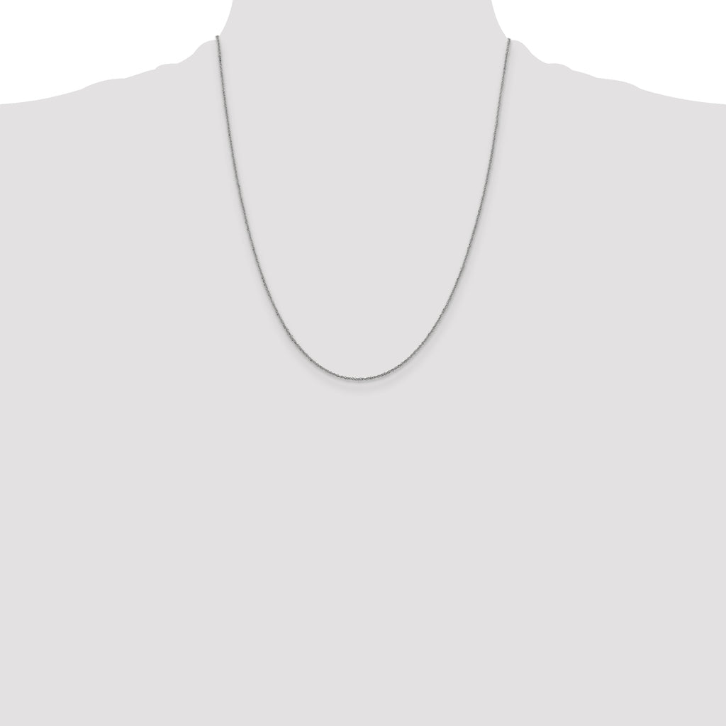 10k White Gold 1mm Sparkle Singapore Chain