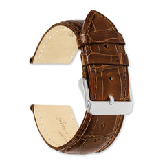 24mm Havana Genuine Alligator Chrono Leather with Silver-tone Buckle 7.5 inch Watch Band