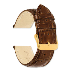24mm Havana Genuine Alligator Chrono Leather with Gold-tone Buckle 7.5 inch Watch Band