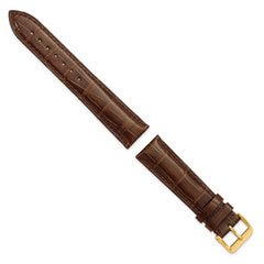 24mm Havana Genuine Alligator Chrono Leather with Gold-tone Buckle 7.5 inch Watch Band