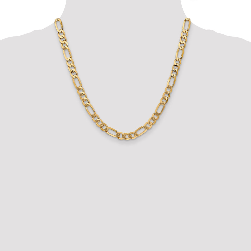 7.0mm 10K Yellow Gold Figaro Chain - Sophia Jewelers