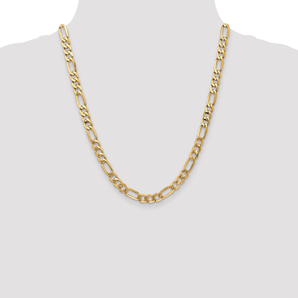 10k 7mm Flat Figaro Chain