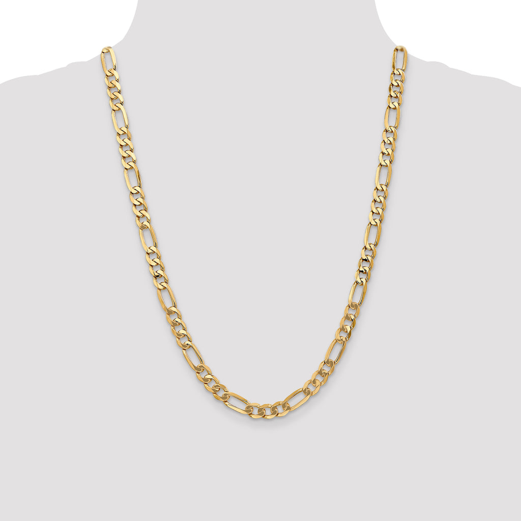 10k 7mm Flat Figaro Chain