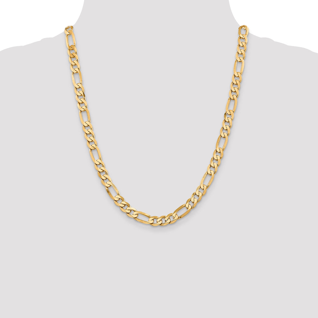 7.5mm 10K Yellow Gold Figaro Chain - Sophia Jewelers