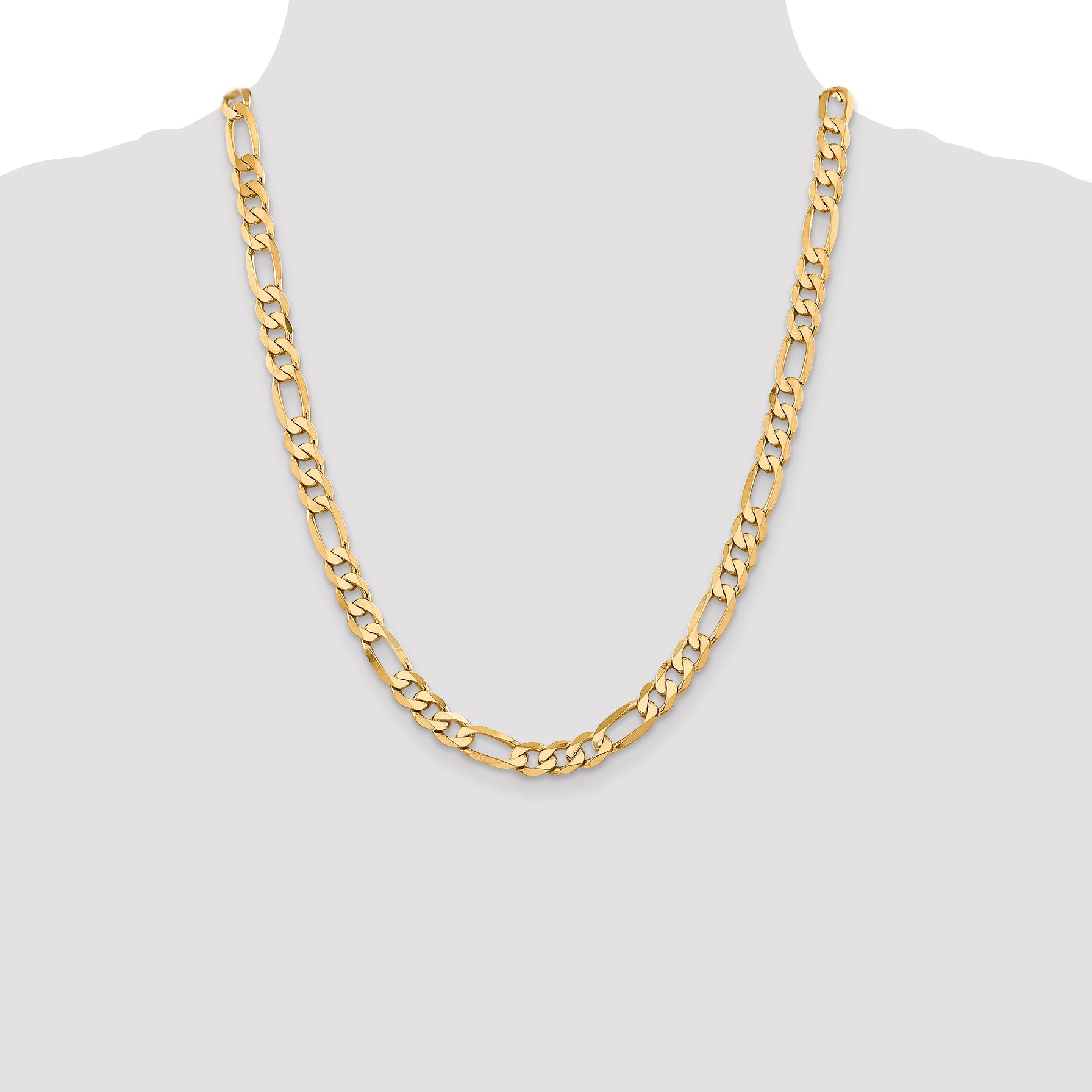 7.5mm 10K Yellow Gold Figaro Chain - Sophia Jewelers