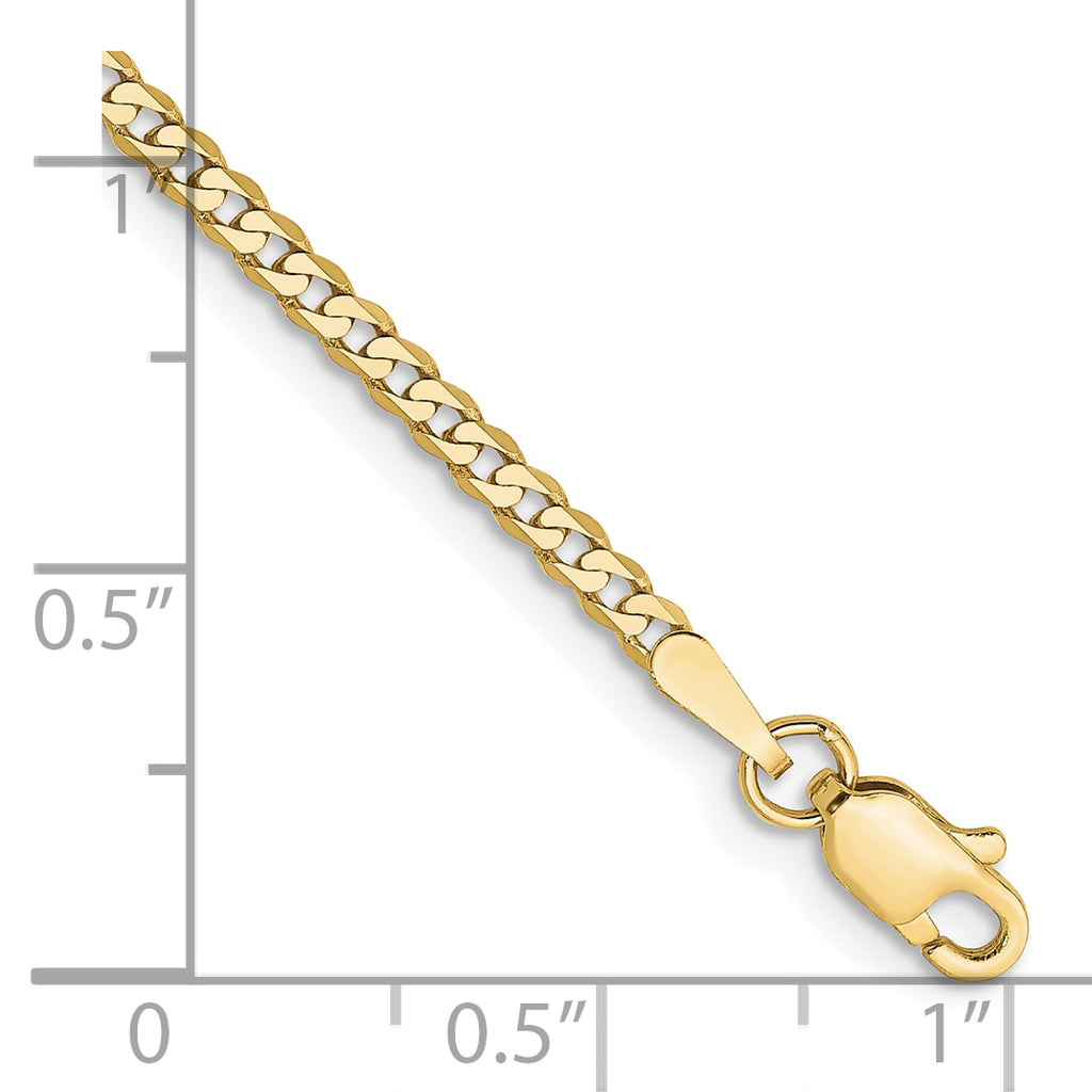 2.2mm 10K Yellow Gold Flat Beveled Curb Chain - Sophia Jewelers