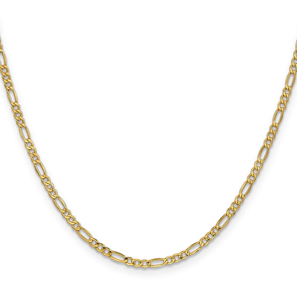 10k 2.5mm Semi-Solid Figaro Chain