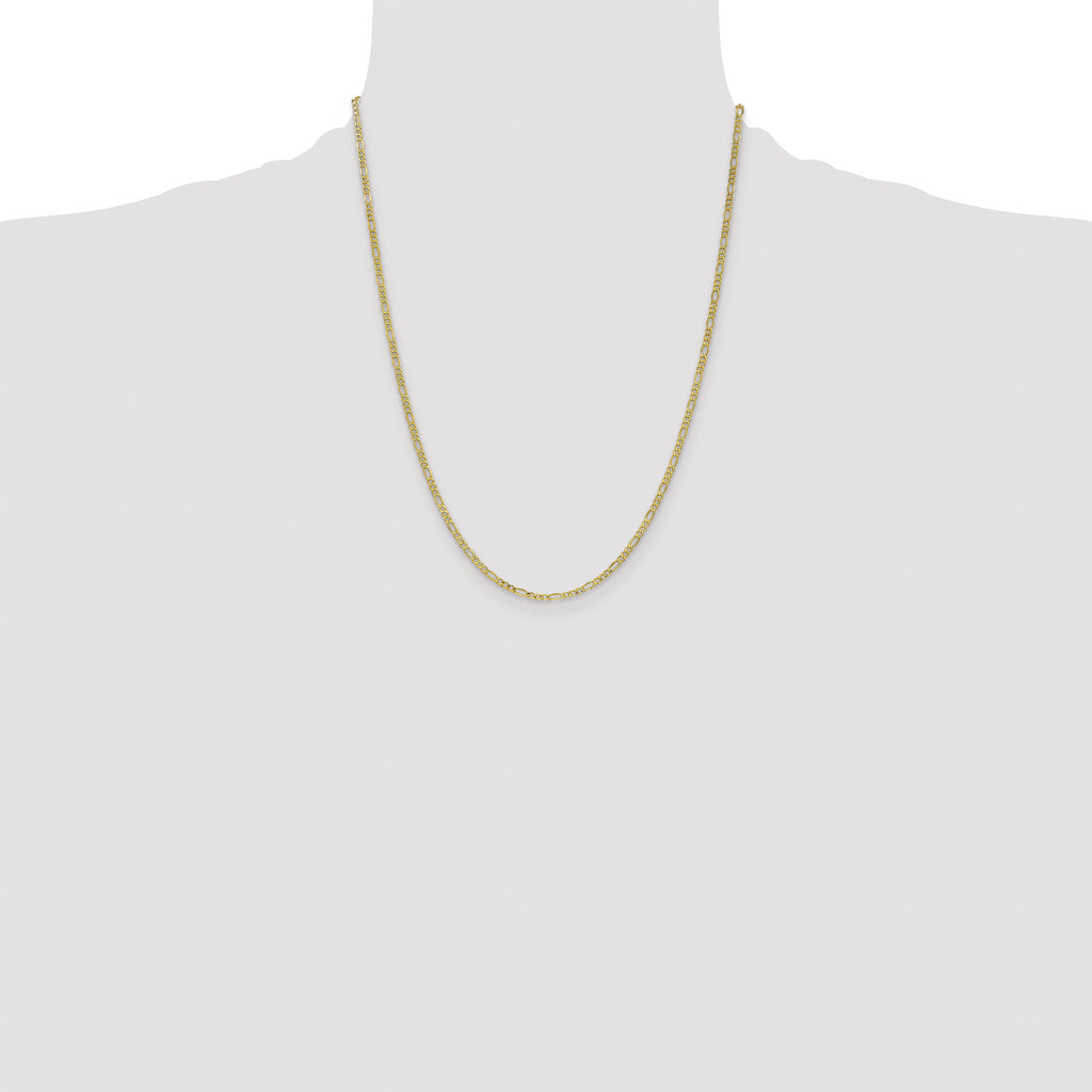10k 2.5mm Semi-Solid Figaro Chain