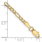 10k 2.5mm Semi-Solid Figaro Chain Anklet