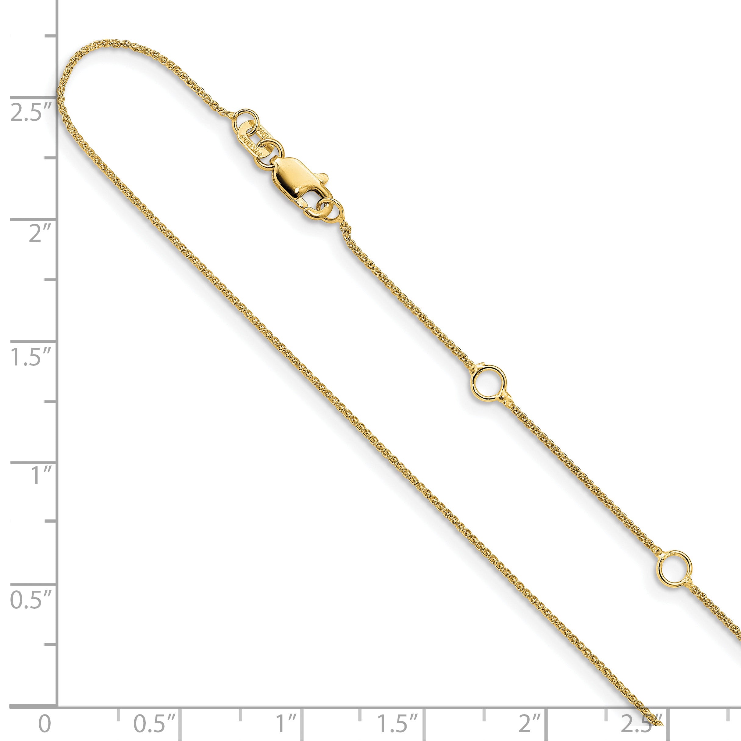 0.8mm 10K Yellow Gold Baby Spiga Chain - Sophia Jewelers