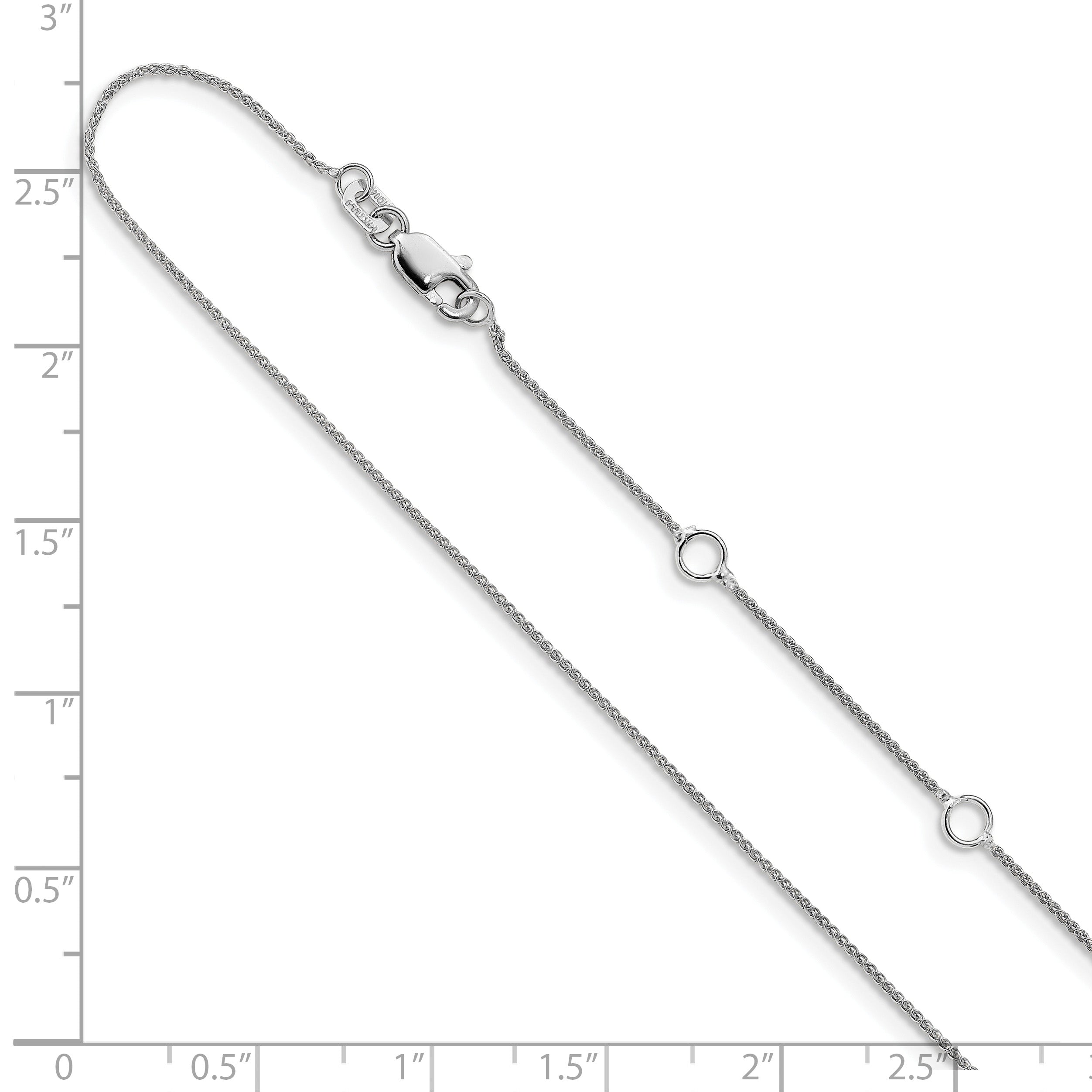 0.8mm 10K White Gold Baby Spiga Chain - Sophia Jewelers