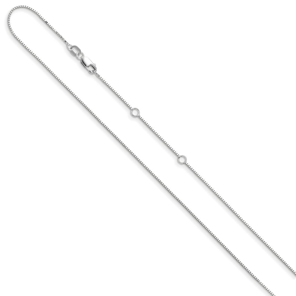 0.7mm 10K White Gold Box Chain - Sophia Jewelers