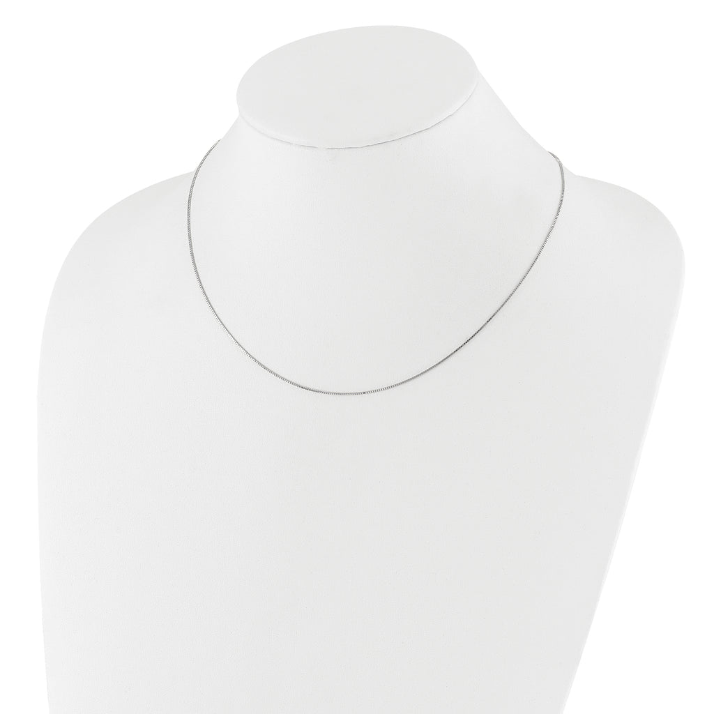 10k White Gold .7mm Box 1in+1in Adjustable Chain Adjustable