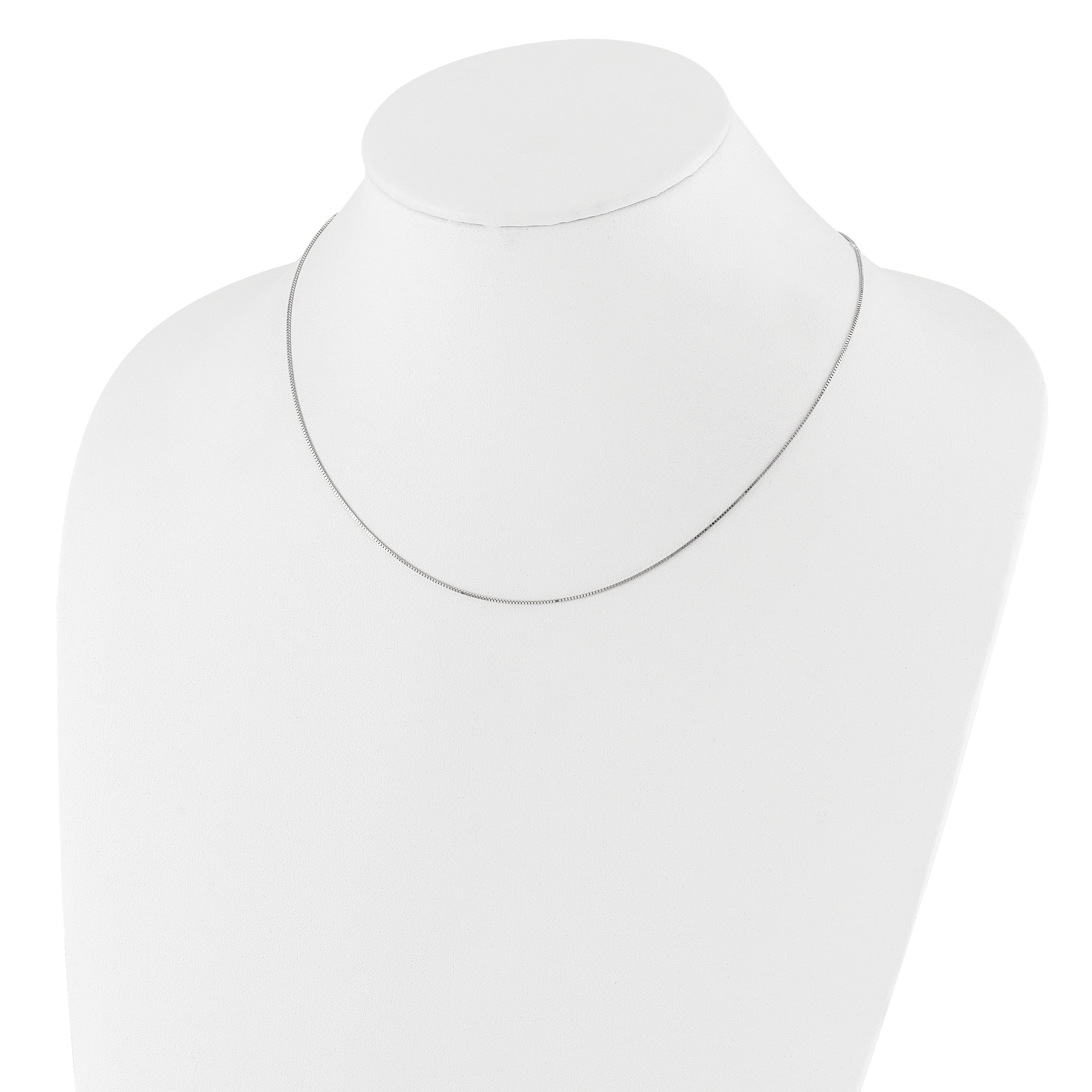 10k White Gold .7mm Box 1in+1in Adjustable Chain Adjustable