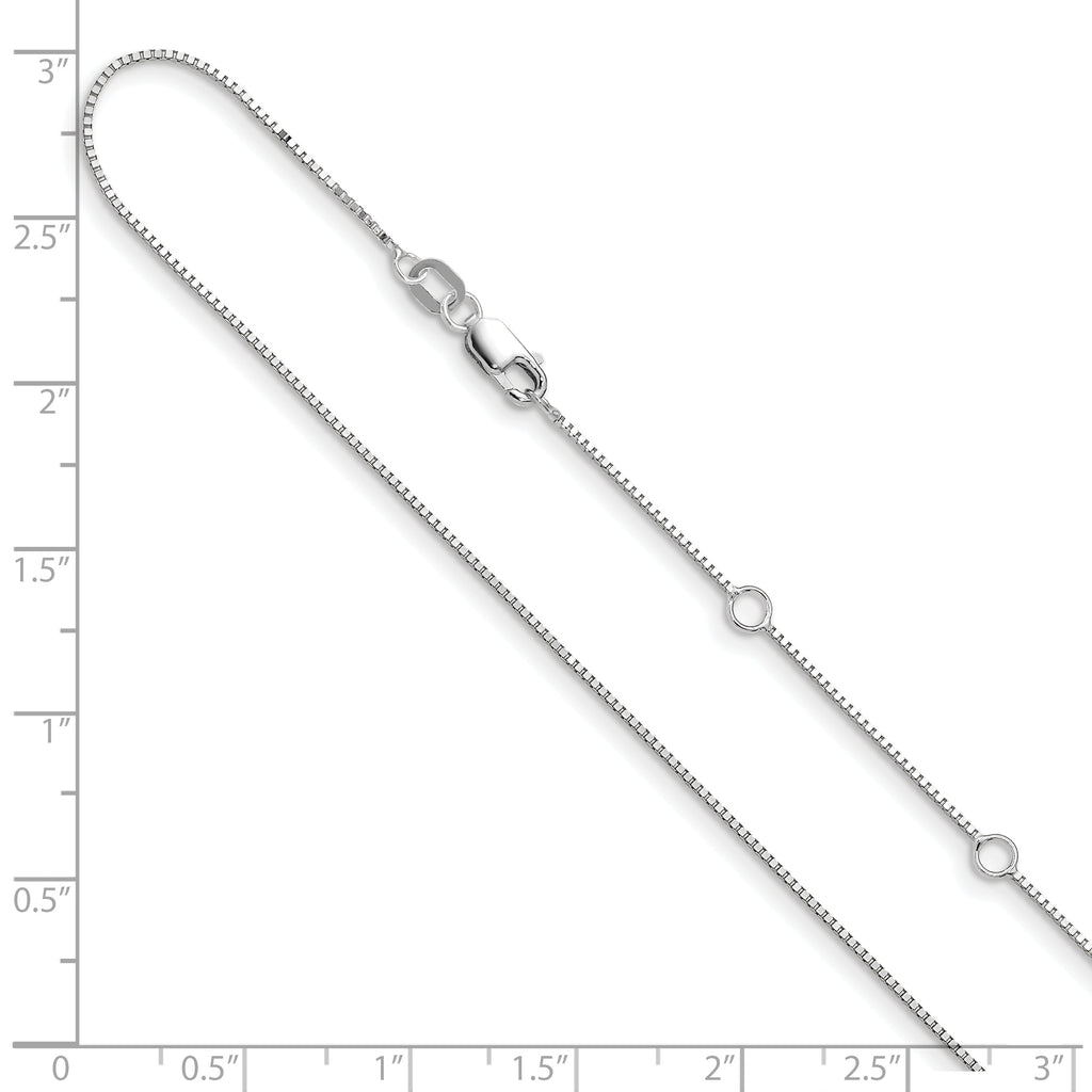 0.7mm 10K White Gold Box Chain - Sophia Jewelers