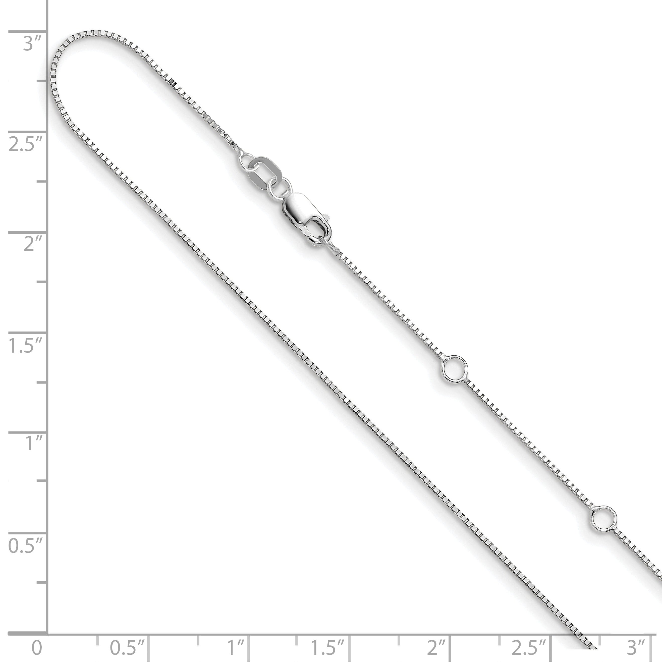 0.7mm 10K White Gold Box Chain - Sophia Jewelers