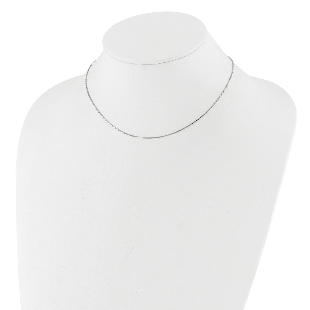 0.85mm 10K White Gold Box Chain - Sophia Jewelers