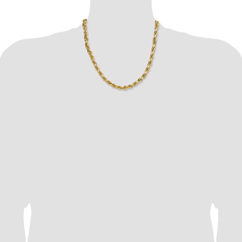 6.5mm 10K Yellow Gold Diamond-Cut Rope Chain - Sophia Jewelers