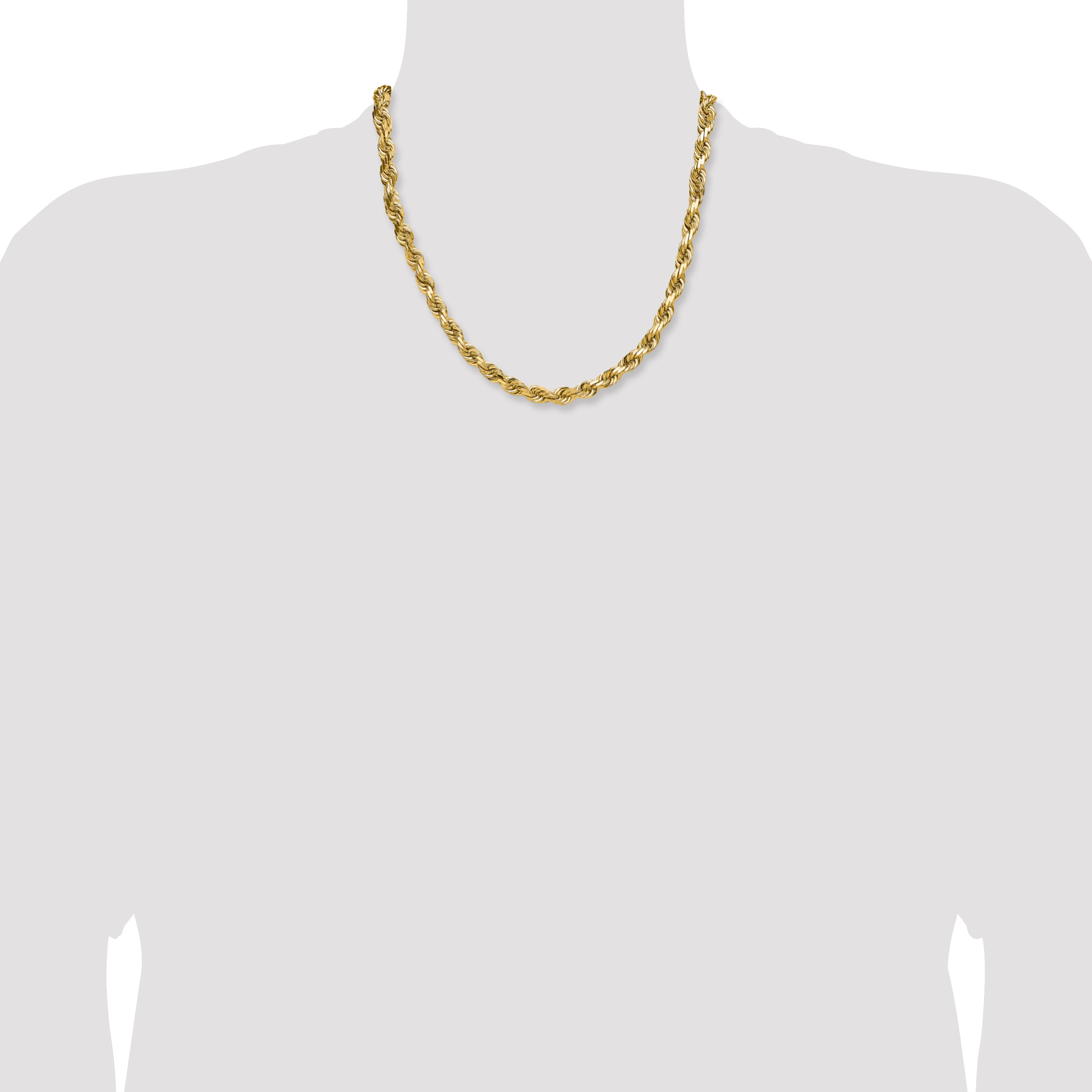 6.5mm 10K Yellow Gold Diamond-Cut Rope Chain - Sophia Jewelers
