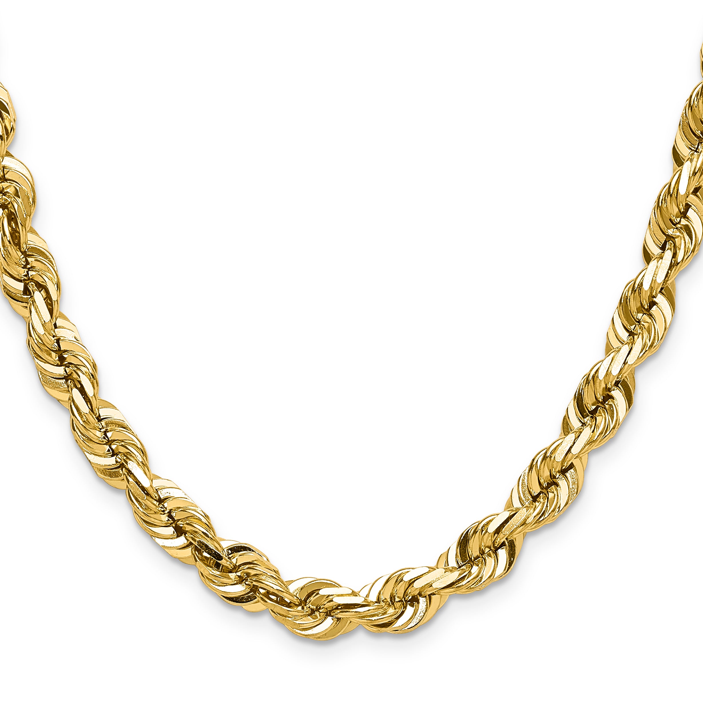 7.0mm 10K Yellow Gold Diamond-Cut Rope Chain Secondary image