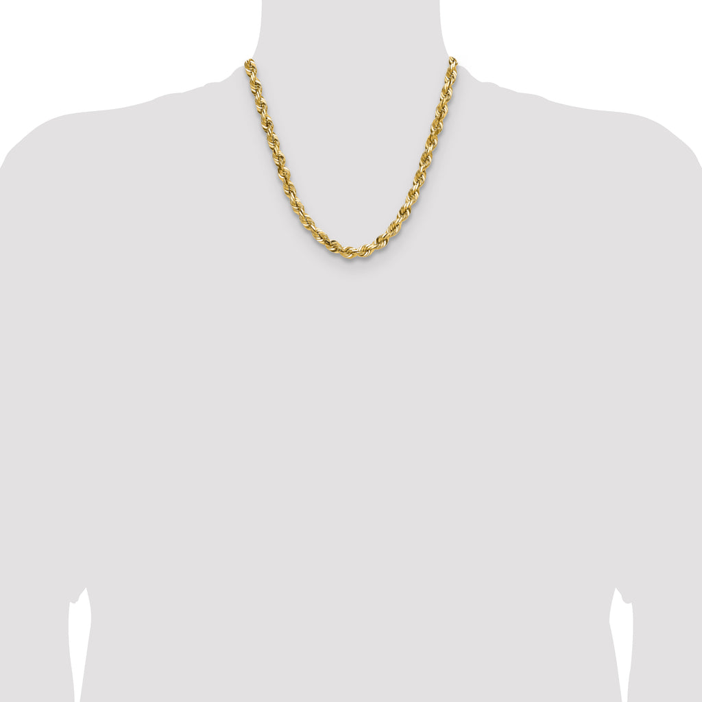 7.0mm 10K Yellow Gold Diamond-Cut Rope Chain - Sophia Jewelers