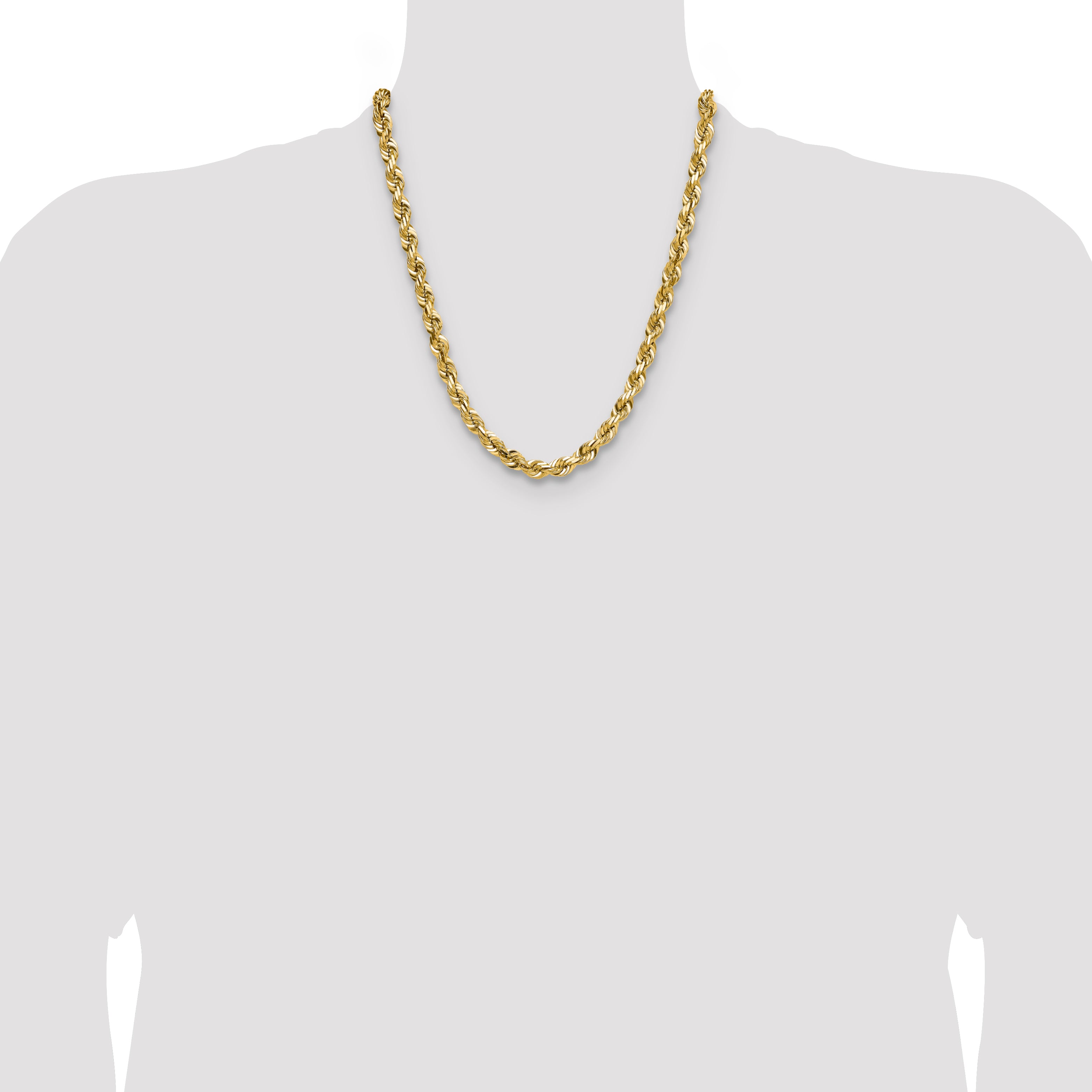 10K 7mm Diamond-Cut Rope Chain