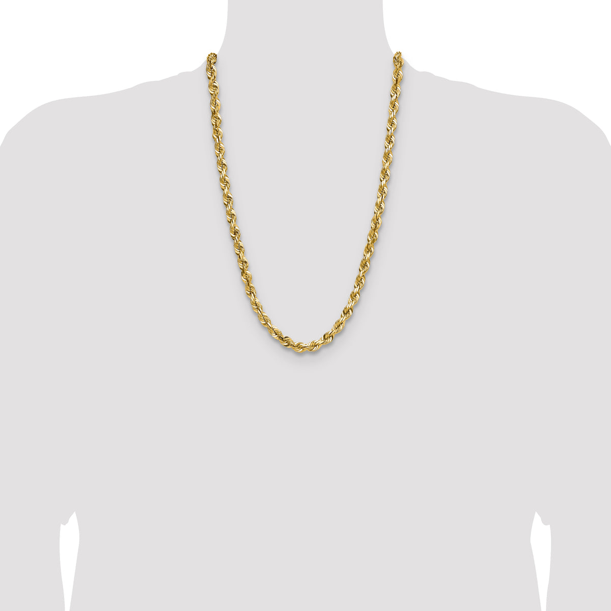 10K 7mm Diamond-Cut Rope Chain
