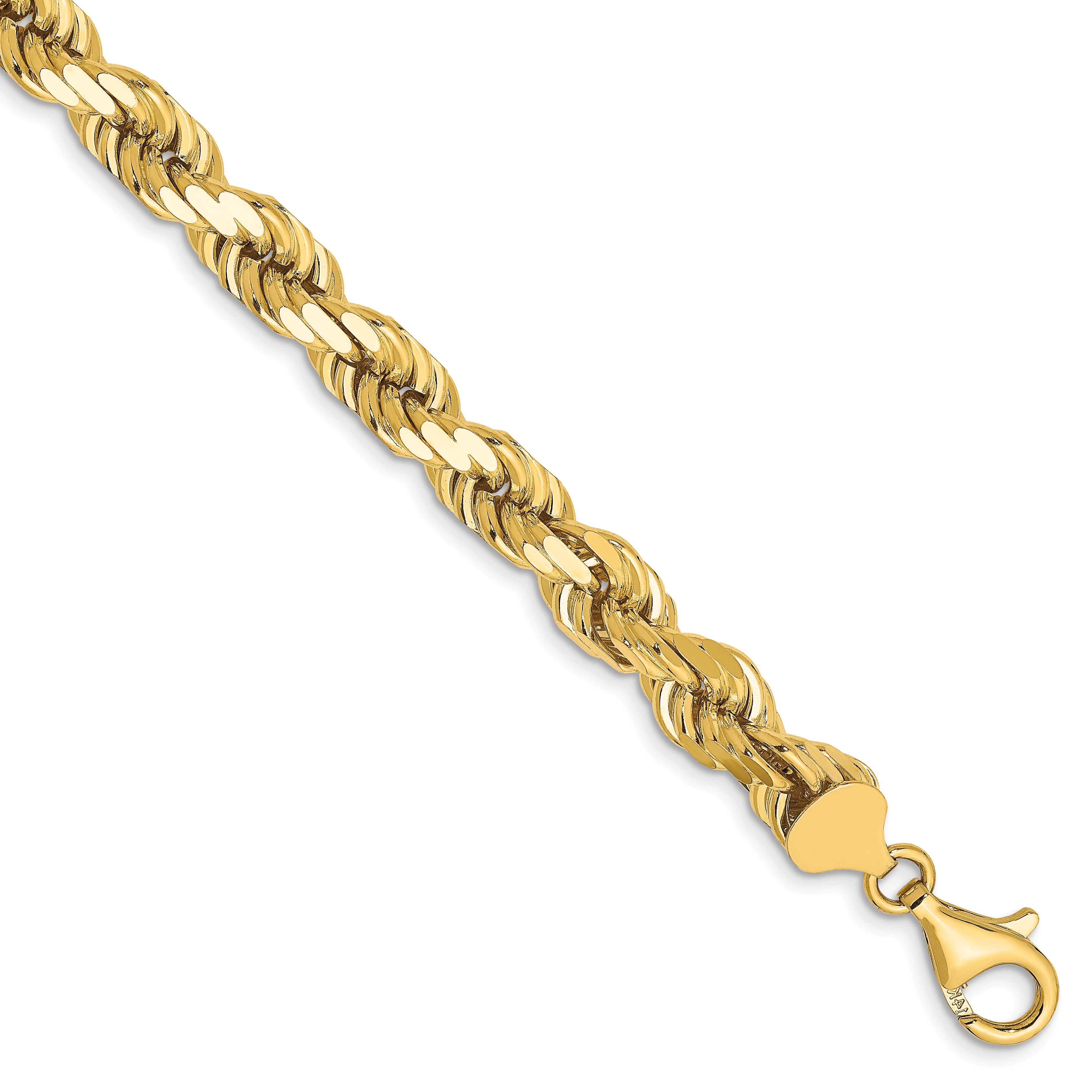 10K 7mm Diamond-Cut Rope Chain