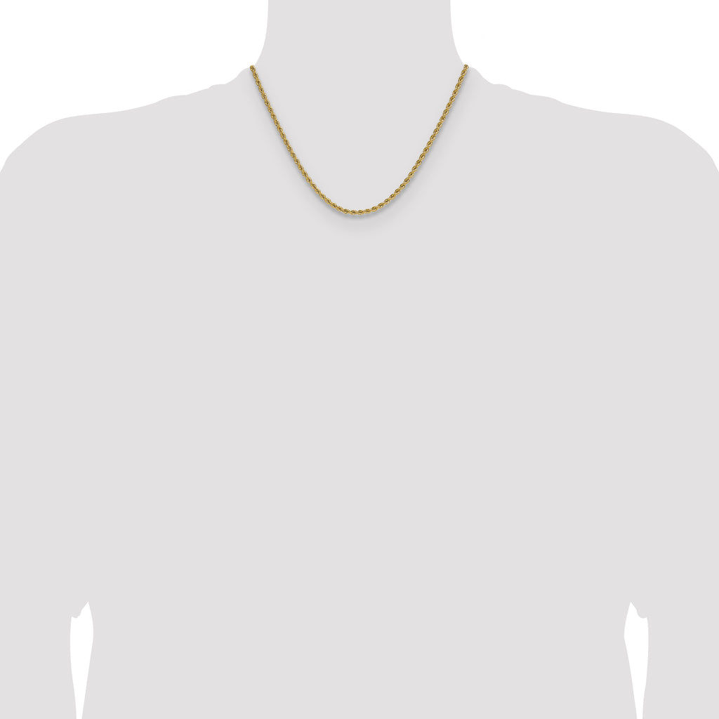 2.75mm 10K Yellow Gold Solid Rope Chain - Sophia Jewelers