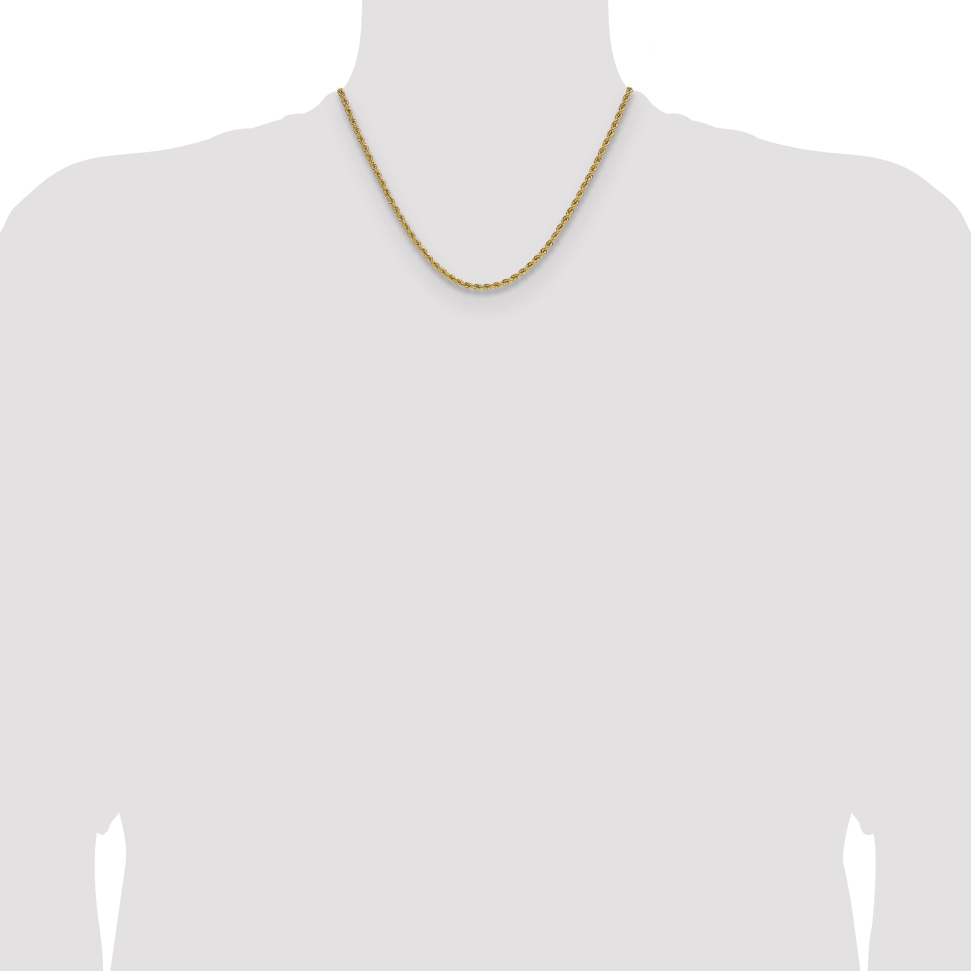 2.75mm 10K Yellow Gold Solid Rope Chain - Sophia Jewelers