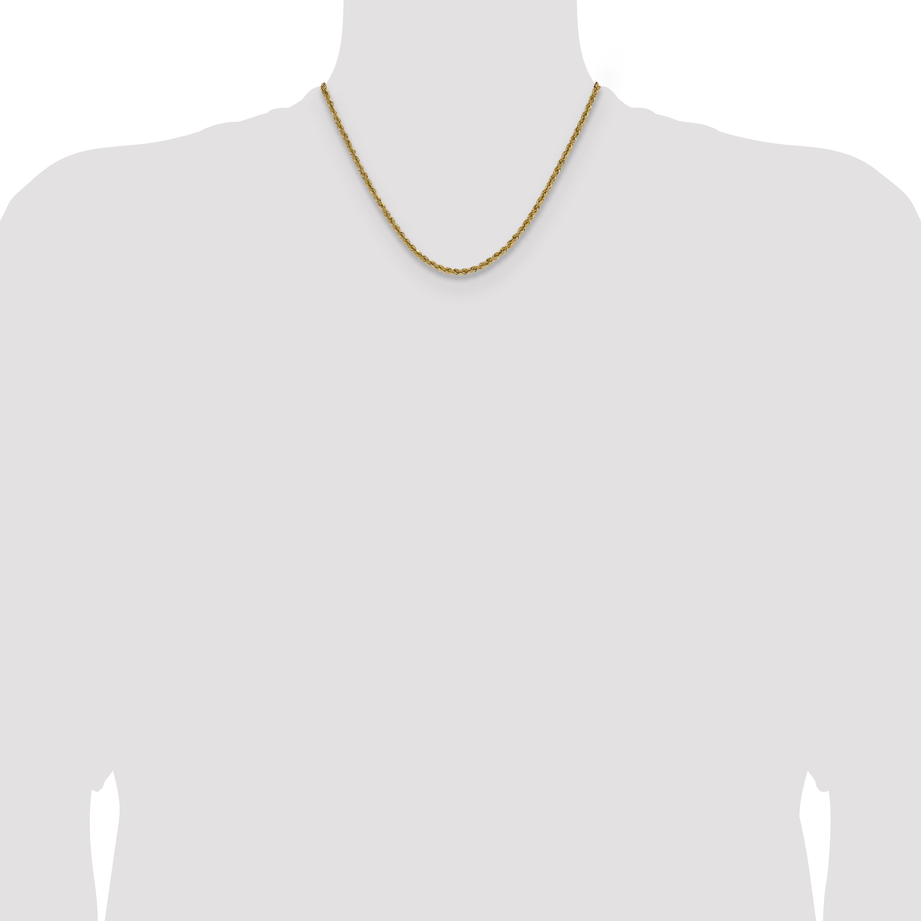 3.0mm 10K Yellow Gold Solid Rope Chain - Sophia Jewelers