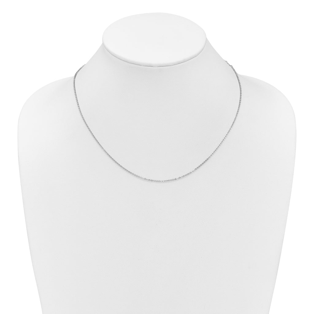 10k White Gold 1.4mm Flat Cable 1in+1in Adjustable Chain
