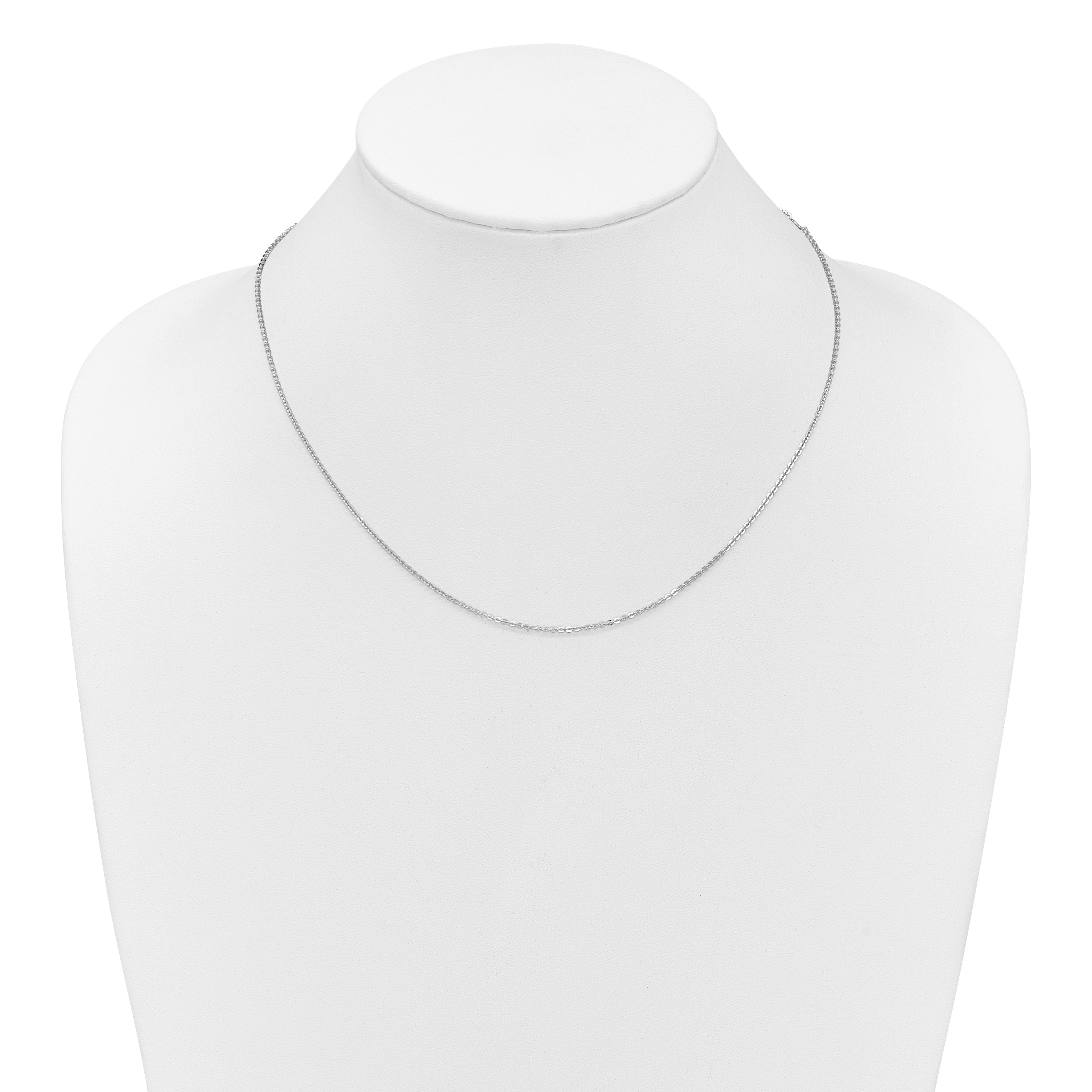 10k White Gold 1.4mm Flat Cable 1in+1in Adjustable Chain