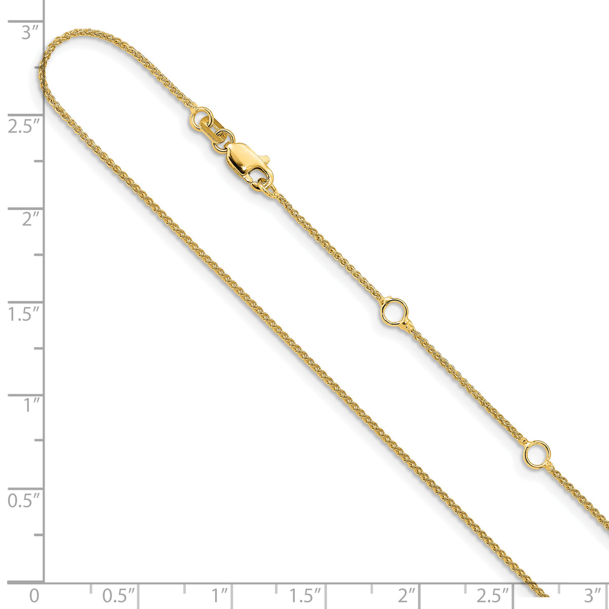 10k 1mm Baby Spiga 1in+1in Adjustable Chain