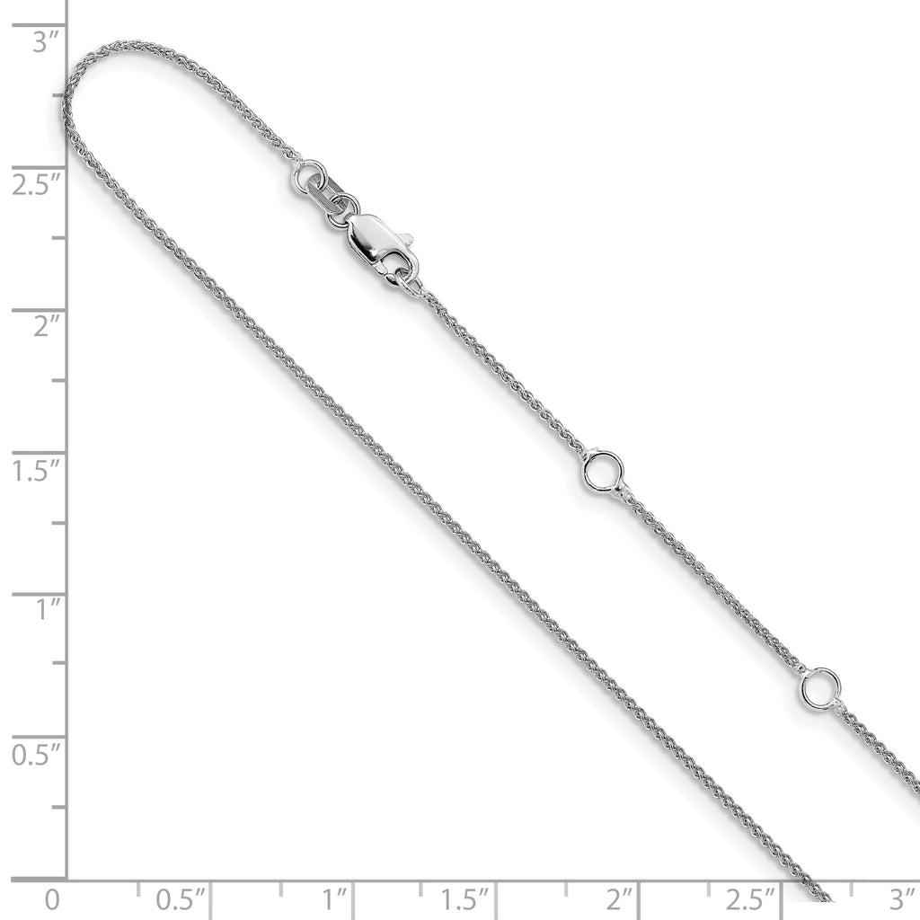1.0mm 10K White Gold Spiga Wheat Chain - Sophia Jewelers