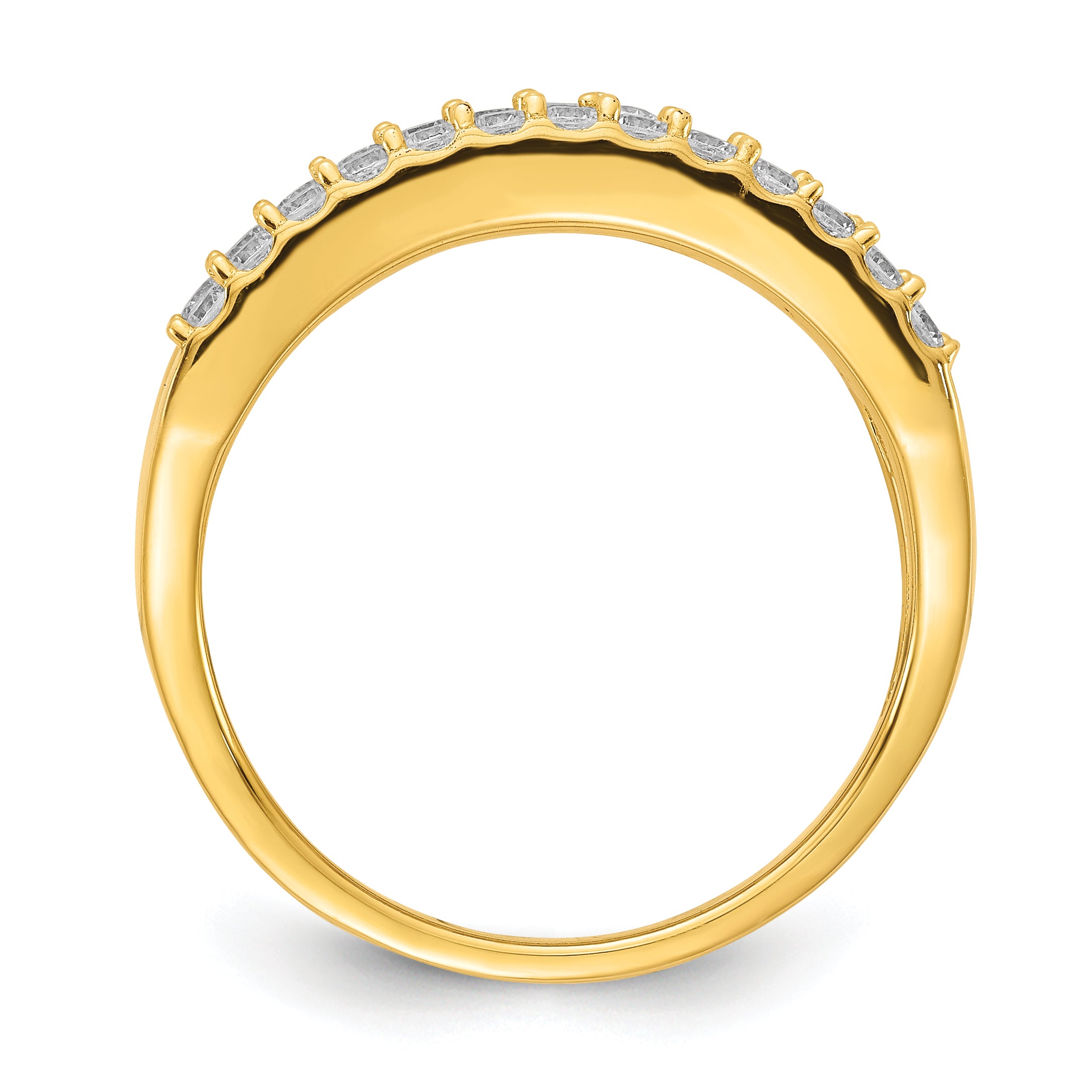 Sterling Silver Fancy Baguette Diamonelle Channel Set Band ring-YG-Vermeil