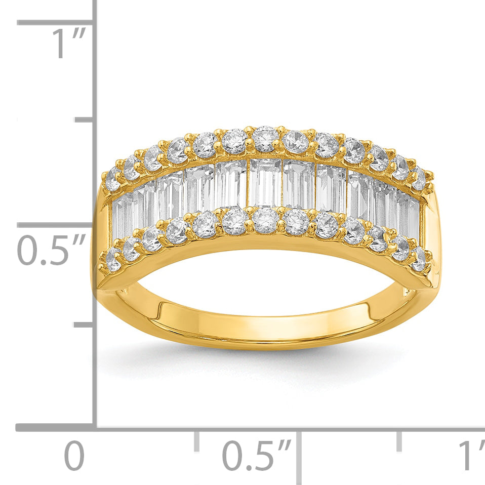 Sterling Silver Fancy Baguette Diamonelle Channel Set Band ring-YG-Vermeil