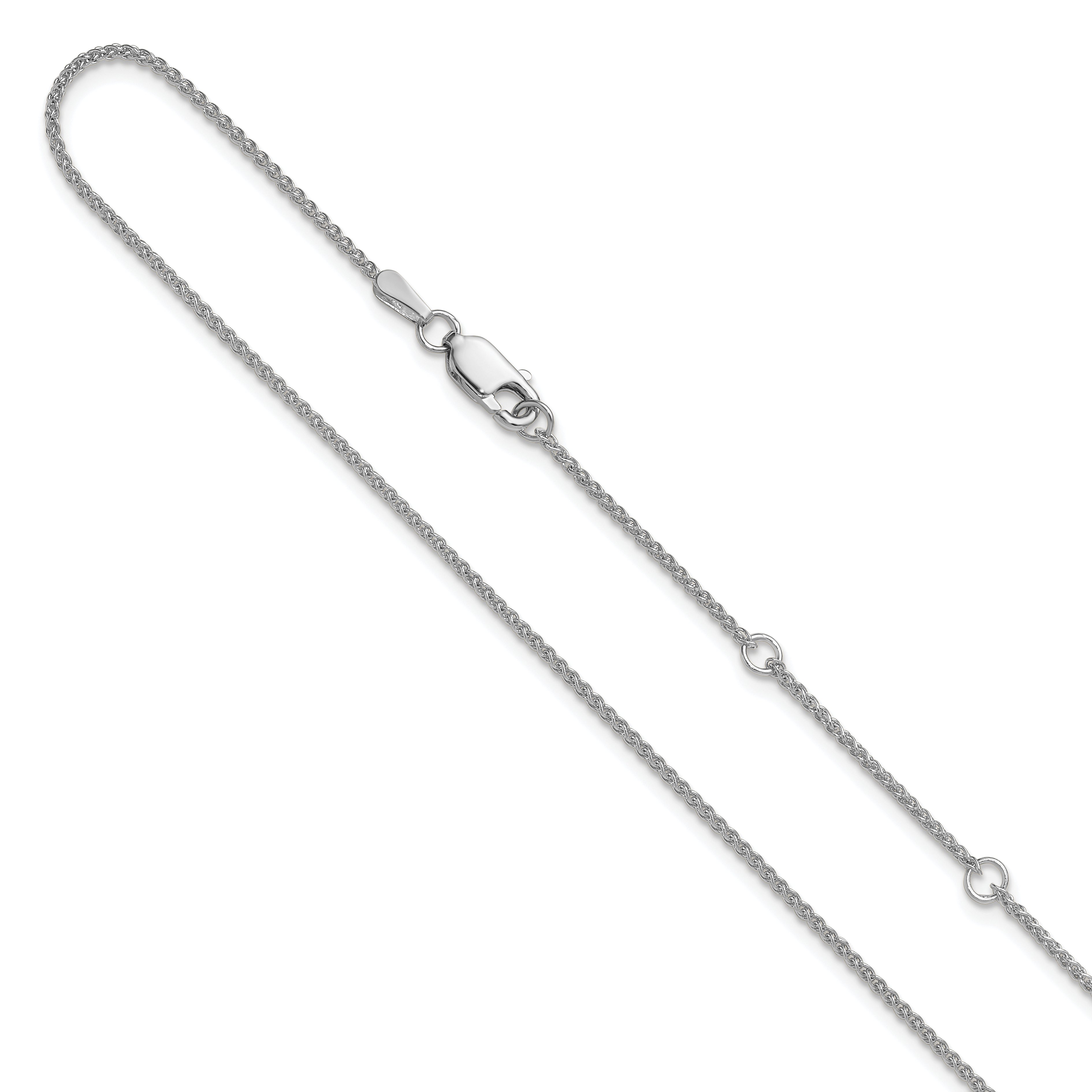 1.2mm 10K White Gold Spiga Wheat Chain - Sophia Jewelers