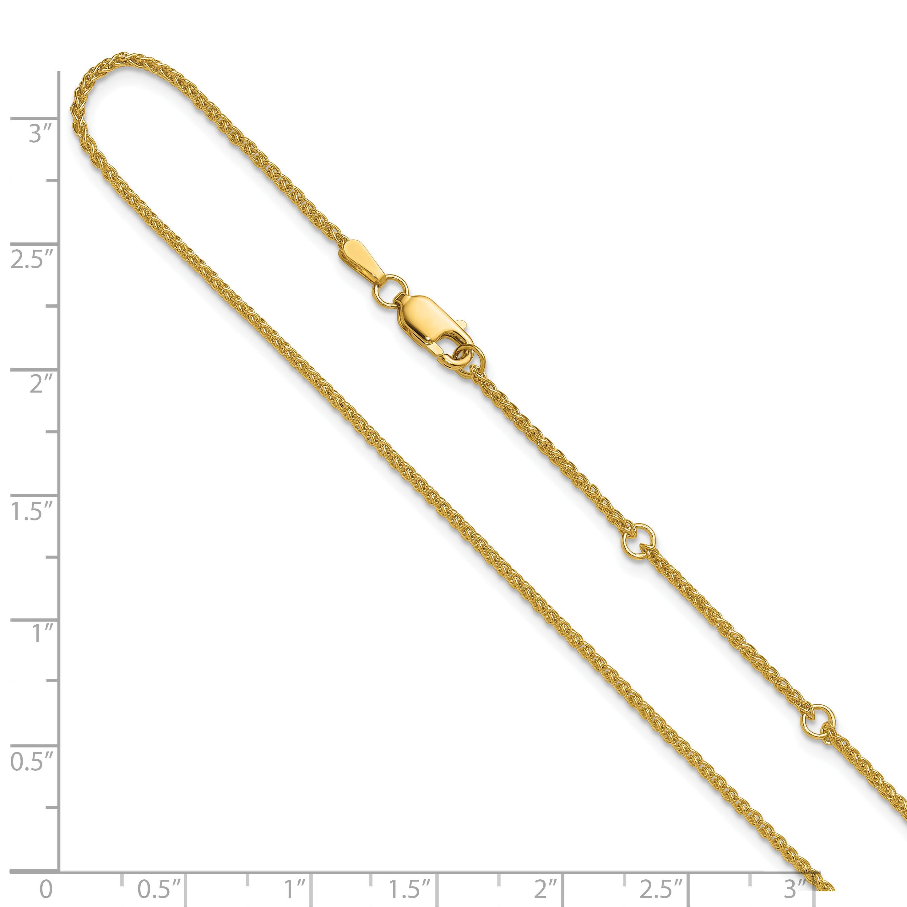1.5mm 10K Yellow Gold Spiga Wheat Chain - Sophia Jewelers