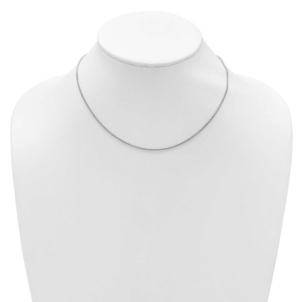 10k White Gold 1.5mm Spiga 1in+1in Adjustable Chain