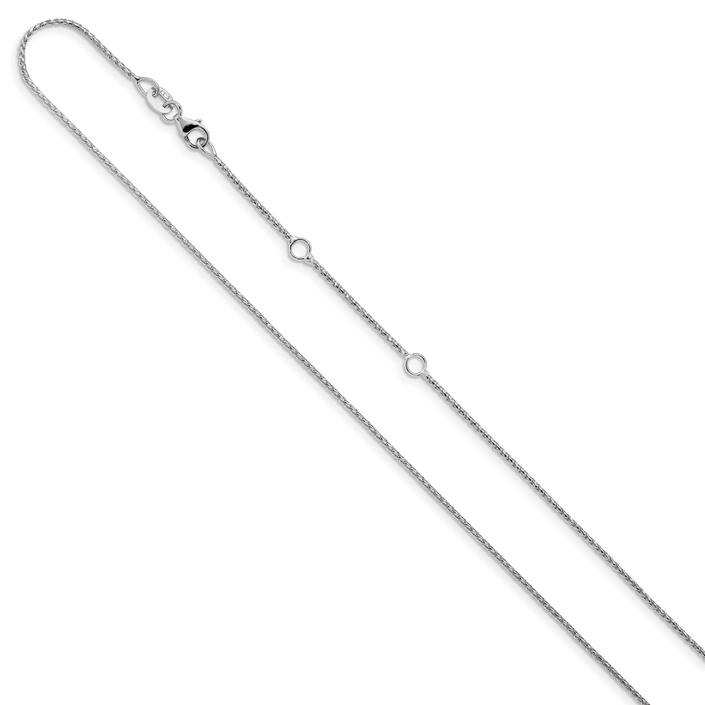 10k White Gold 1mm D/C Open Franco 1in+1in Adjustable Chain