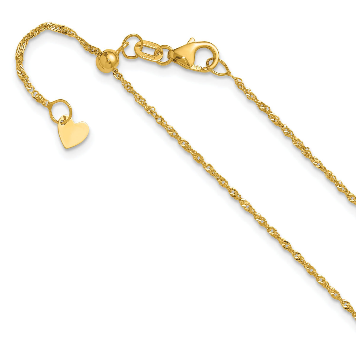 Singapore Chain Necklace in 10K Yellow Gold, 1.1mm Adjustable, 22 Inch - Sophia Jewelers Main image