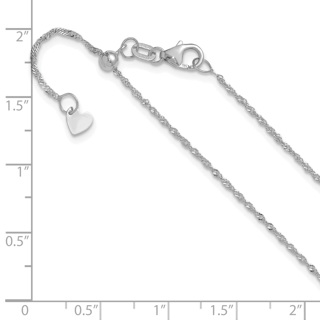 1.1mm 10K White Gold Singapore Chain - Sophia Jewelers