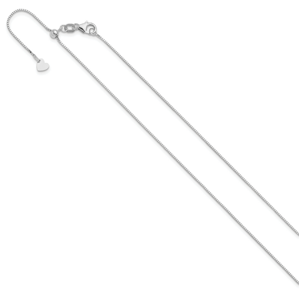 0.7mm 10K White Gold Box Chain - Sophia Jewelers