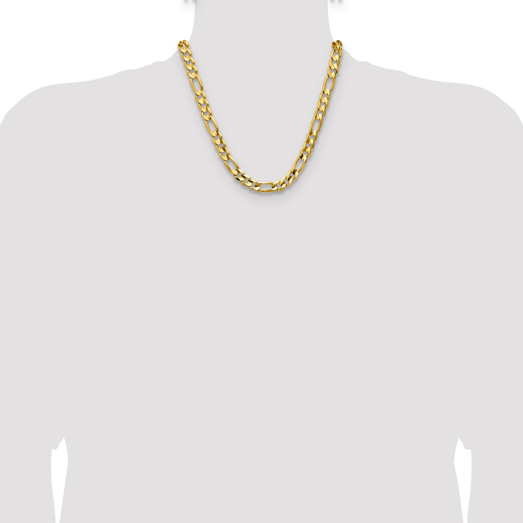 10.0mm 10K Yellow Gold Concave Figaro Chain - Sophia Jewelers