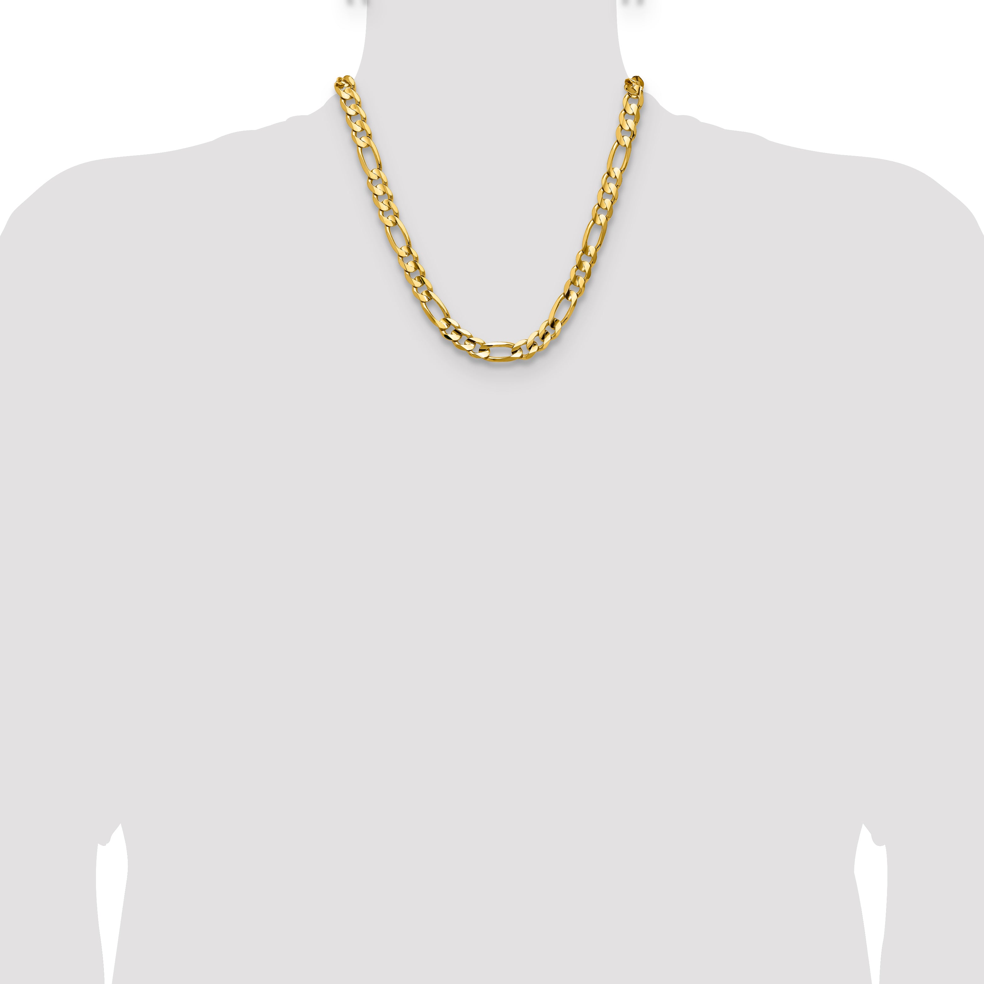 10.0mm 10K Yellow Gold Concave Figaro Chain - Sophia Jewelers