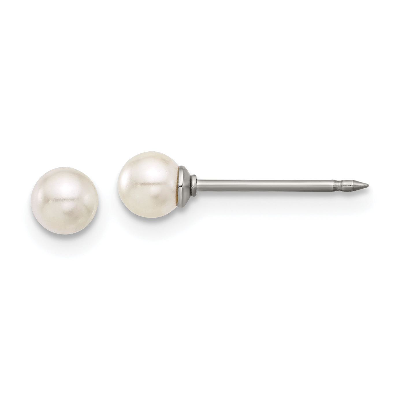 Inverness Titanium 4mm Glass Pearl Post Earrings Main image